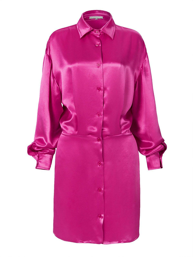 Vintage Shirtdress,Fuchsia Satin Dress ...